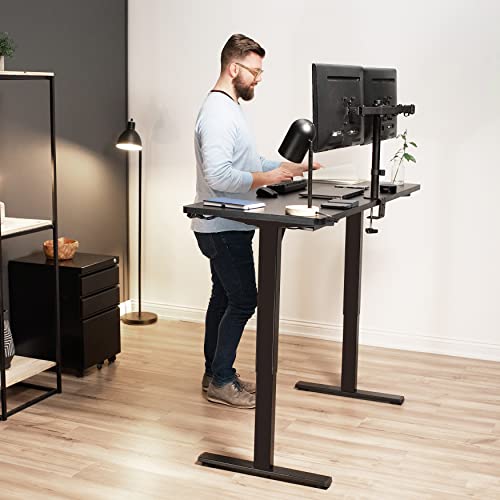 Vivo Electric Height Adjustable 60 X 24 Inch Memory Stand Up Desk, Light Wood Solid One-Piece Table Top, White Frame, Standing Workstation With Preset Controller, Desk-Kit-1W6C #TOP6