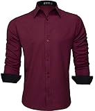 Camisa Social Masculina Manga Longa Slim Fácil Passar (G, Vermelho Marsala)