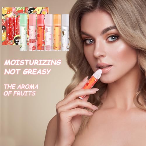 FEXPDL 6 Pcs Lip Gloss Sets for Teenage Girls, Fruit Lip Oil Glitter Liquid Lip Plumping Lip Gloss, Moisturized and Plumper Hydrating Lip Glow Oil for Lip Care Girls and Women - Image 8