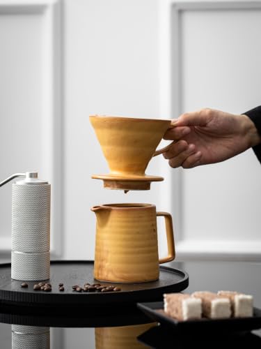 Image of Pour Over Coffee Maker,Ceramic Coffee Maker With 40 pcs Paper Filter,15oz /450ml Pour Over Coffee Dripper (Yellow, V02)