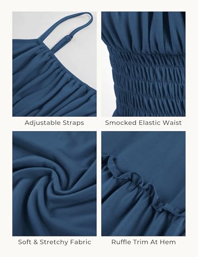 Image of GRACE KARIN Women's Summer Maxi Dress 2026,Smocked Ruched Bust Sundress with Adjustable Straps & Pockets-Beach Vacation Dress