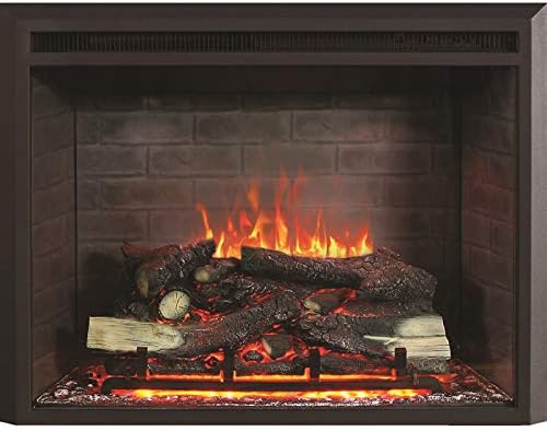 RICHFLAME Gavin 30 Inches Electric Fireplace Insert with Log Speaker, Designed for Stud, Wood Burning Opening, Cabinet & Wood Mantel, Remote Control, 750/1500W, Black