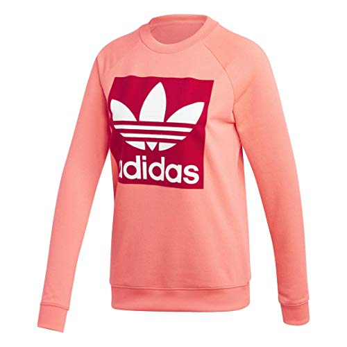adidas Originals Women's Trefoil Crewneck Sweatshirt, flash red, Medium