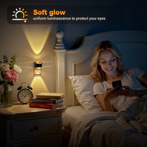 Image of JandCase Night Lights Plug into Wall, 3000K Warm White Projector Night Light, Dusk to Dawn Sensor Night Light Plug in, Dimmable Night Light with Brightness Memory for Bedroom Hallway Stair Nursery