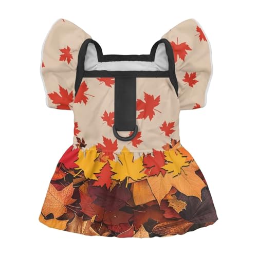 Bivxisrvo Fall Maple Leaves Dog Dresses for Small Dogs Girl Female Dog Cat Clothes Dress Birthday Puppy Dress Shih Tzu Yorkies Chihuahua Thanksgiving Outfits Spring Summer Breathable Dresses