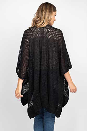 Image of RIAH FASHION Bohemian Sequin Glitter Shawl Wrap Poncho - Kimono Cardigan, Sparkly Metallic Mesh Scarf, Open Knit Crochet