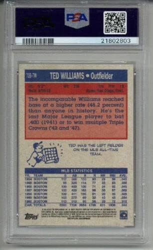 2013 TOPPS ARCHIVES 1972 BASKETBALL DESIGN INSERTS TED WILLIAMS RED SOX PSA 10