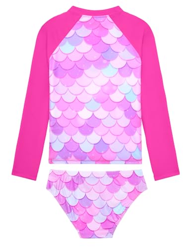 Image of Girls Rash Guard Swimsuit Two Pieces Adorable Swimswear Quick Dry Bathing Suit Long Sleeve