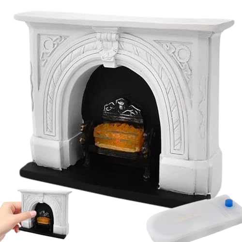 Cheminée maison poupée avec feu lumineux pour décorer un salon miniature vintage chaleureux