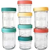 Mason Bottle Breast Milk Storage Jars (4oz & 8oz, 8-Pack) – Reusable Glass Baby Food Containers with Lid for Baby Formula & Breastmilk – Airtight, Stackable, Freezable