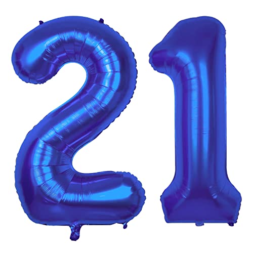 40inch hot Blue 21th Helium Foil Number 21 Balloons large Figures Inflatable Balls 12th Girls Daughter Birthday Party Ballloon Wedding Anniversary Events Decoration Party Supplies Large globos