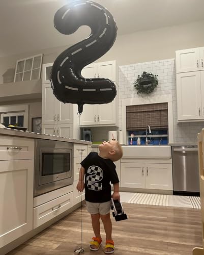 Image of Race Car 7 Balloon, Number Balloons 40 Inch, 7th Black Birthday Decorations, Race Car Themed Party Decorations for Men, Number 7 Balloon