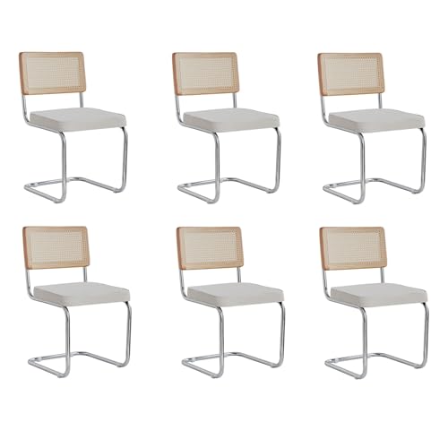 Egoonm Pack De 6 Sillas De Comedor Modernas De Mediados De Siglo, Sillas De Cocina Tapizadas Con Respaldo De Ratán Para Hogar, Dormitorio, Cocina, Salón Forro Polar-Blanco Egoonm Pack De 6 Sillas De Comedor Modernas De Mediados De Siglo, Sillas De Cocina Tapizadas Con Respaldo De Ratán Para Hogar, Dormitorio, Cocina, Salón Forro Polar-Blanco