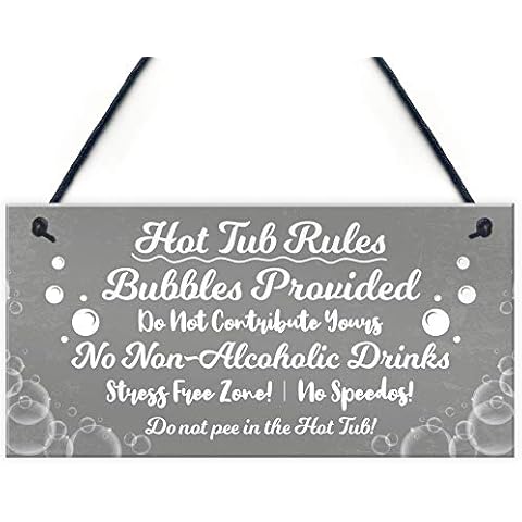 RED OCEAN Funny Hot Tub Rules Sign Cover