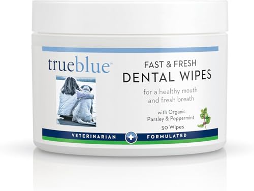 TrueBlue Parsley & Peppermint Fast and Fresh Dog Dental Wipes &ndash; Pre-Moistened Teeth Cleaning Pads...