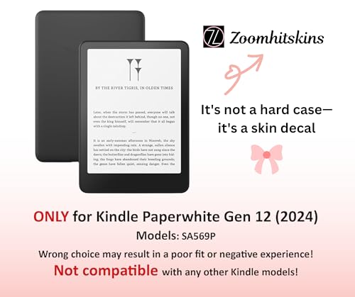 ZOOMHITSKINS Glitter Kindle Skin Compatible with Kindle Paperwhite Gen 12 (2024), Plain Solid Color Dark Deep Forest Green Emerald, Easy Bubble-Free 3M Vinyl Decal, Made in The USA