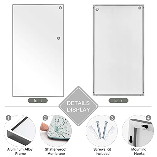 Image of NeuType 71 inchx32 inch Large Full Length Mirror Home Gym Mirror Aluminum Alloy Frame Floor Mirror Wall-Mounted Mirror for Living Room, Bedroom, Hanging or Leaning Against Wall, Sand Gray, No Stand