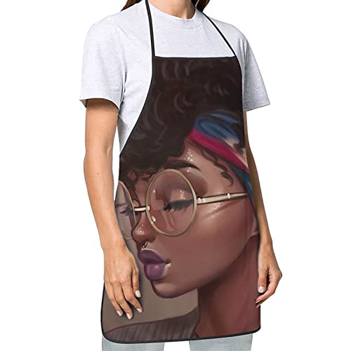 Custom Aprons For Women Afro African Women Lady American Ethnic Style Kitchen Cooking Aprons Grill Aprons Kitchen Chef Bib Apron For Women And Men-Adjustable Neck Strap Apron-Extra Long Ties #TOP2