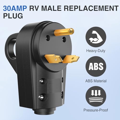 Image of Nilight 30 Amp RV Male Replacement Plug with Handle ETL Listed | 125 Volt Heavy Duty NEMA TT-30P for Camper Caravan Motorhome Van Trailer