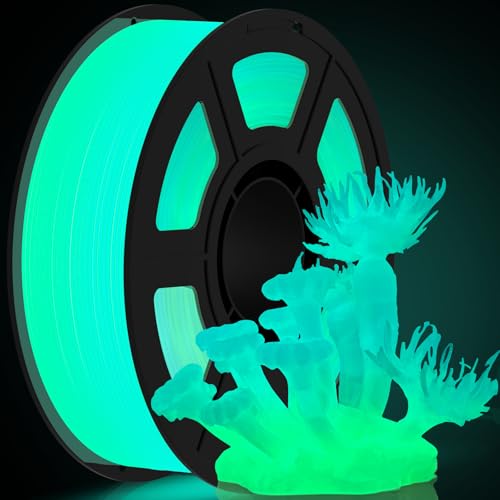 Image of Rainbow Glow in The Dark Filament PLA 1.75mm 1kg(2.2lbs), Glow Blue to Green Gradient Fluorescent 3D Printer Filament,Used for Printing Christmas or Halloween Gifts,Fits FDM 3D Printers&Pens