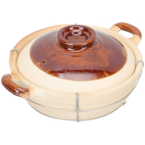 NAMOARLY Olla de Barro Doble Asa 0.5L para Cocinar Sopa y Fideos, Cazuela Resistente al Calor para Uso Doméstico en Cocina Casera