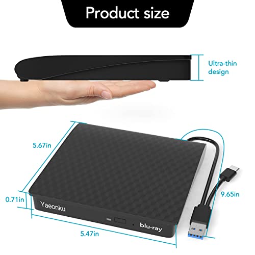 Yaeonku Dual Interface External Blu-Ray Dvd Cd Drive Player Cd Dvd Burner Compatible With Laptop Desktop Pc Windows Linux Mac Os #TOP6