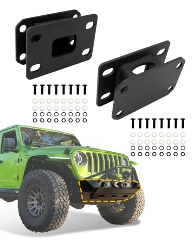 Front Bumper Extension Bracket, Compatible with 2007-2024 Jeep Wrangler JK JL 4Xe / Gladiator, Bumper Extension Mounting Support Kit, Bumpers Extended Mount Stay Set, Extra Holder, 2 1/8