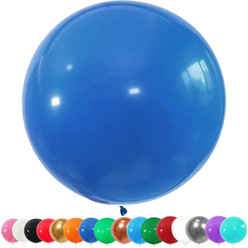 Ballons géants pour fête, 6 pièces Grand ballon en latex,90 cm géant ballons bleus pour fêtes, anniversaires, mariages, baptêmes, diplômes, Noël,...