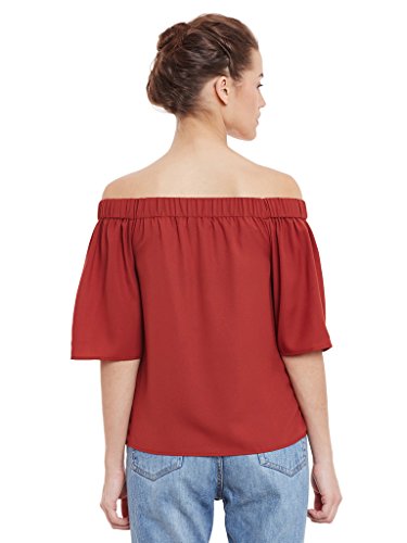 Image of Miss Chase Womens Brick Loose Fit Off Shoulder Top