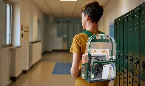 Image of Trail maker Clear Backpack Heavy Duty with Padded Straps, Side Pockets for Kids, Boys, Girls, School, Stadium Approved Events