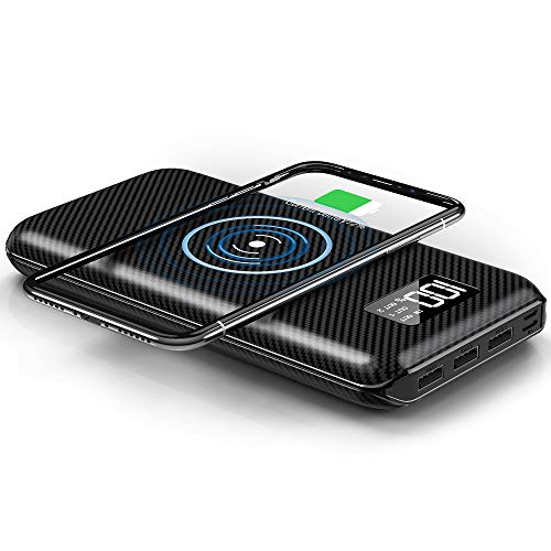 Gnceei Chargeur Portable sans Fil 24 000 mAh Haute capacité avec écran LCD numérique, 3 Sorties USB et Double entrée, Batterie Externe pour Tous Les Smartphones, MP3, Montre Intelligente, Tablette.