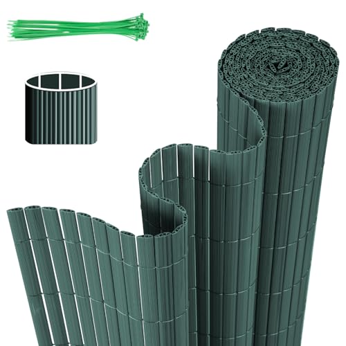 Jaxguom Protezione da sguardi indiscreti in PVC, 160 x 300 cm, con tre rinforzi a costine e fascette per cavi, protezione dal vento, resistente ai raggi UV, per recinzione da giardino, terrazza,