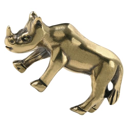 Abaodam Figurine de Rhinocéros en Laiton Vintage, Décoration Élégante et Délicate pour Intérieur, Statue Miniature Créative et Rétro pour Bureau ou Maison
