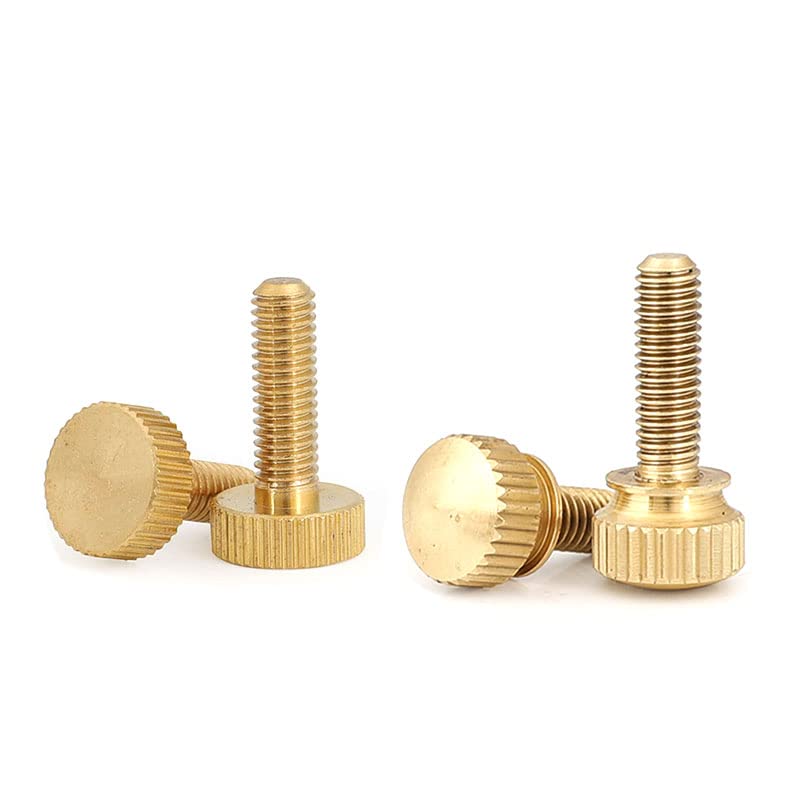 Brass Knurled Hand Screw Copper Manual M3 M4 M5 M6 Flat Head Thumb Bolt Length 4/5 / 6/8 / 10/12 / 14/16 / 25 - (Size: M5, Length: 16mm(5pcs), Color: High head)