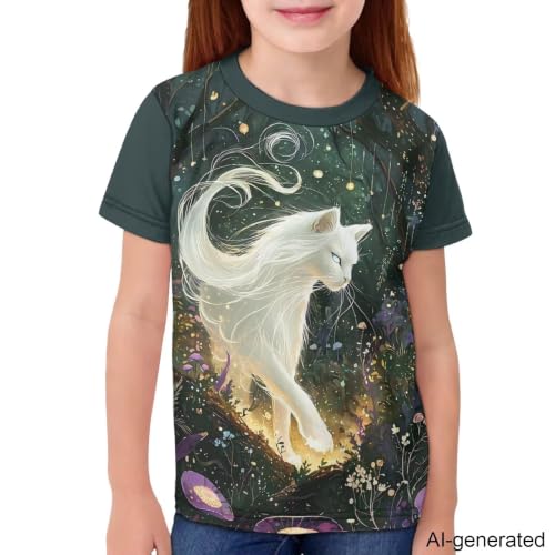 Image of Novelty 3D Graphic T Shirts for Kids Crew Neck Funny Animal Print Short Sleeve Girls Tshirts 3-16 Years
