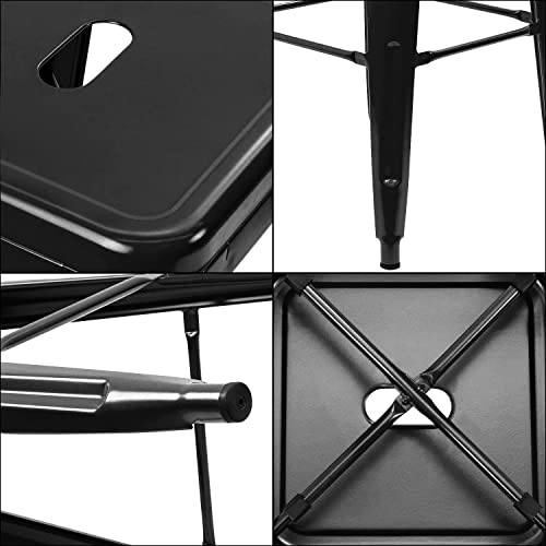 Furmax 30 Inches Metal Bar Stools Bar Height High Backless Stools Indoor Outdoor Stackable Kitchen Stools Set Of 4 (Dark Black) #TOP5