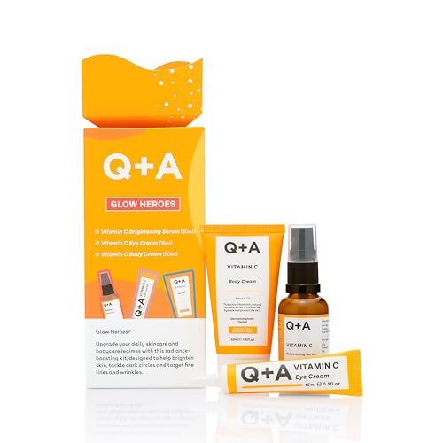 Q+A Glow Heroes Skincare Giftset - Radiance-Boosting Trio with Vitamin C Serum (30ml), Eye Cream (15ml) & Body Cream (50ml) - Rejuvenate - Vegan & Cruelty-Free by Q+A - Image 3