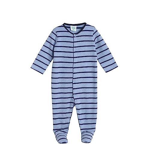 Image of miniklub Infant Boys Blue & Black Striped Pure Cotton Sleepsuit