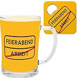 GRUSS & CO Geschenkset mit Motivdruck Feierabend | Enthält 1 Bierglas und 1 Untersetzer mit Flaschenöffner-Funktion | lustiges Geschenk, Männergeschenk | 48925