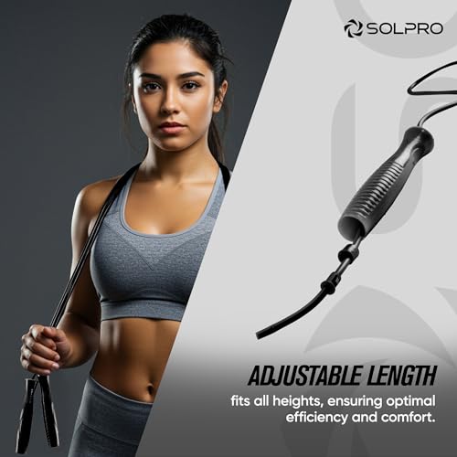 Image of Solpro Ascend Adjustable Jump Rope Skipping Rope for Men, Women, Kids, Athletes | Unisex, Tangle-Free, Non-Slip, Durable | Ideal for Fitness, Cardio, Agility & Gym Workouts