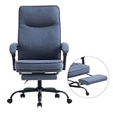 MZLEE Bürostuhl ergonomisch, Schreibtischstuhl mit Fußstütze, 90-135° neigbar Drehstuhl, Höhenverstellung und Wippfunktion, Mittagspausenfunktion, Chefsessel für Büro und Zuhause, 150 kg belastbar