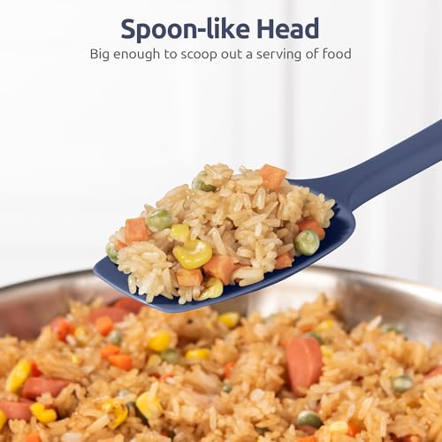 Image of U-Taste Silicone Cooking Spoons 600ºF Heat Resistant, 2Pcs, Midnight Blue