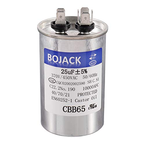 BOJACK 25 uf 370V 450V AC CBB65 Motor and Fan Starting Round Capacitor 25 MFD 10000AFC