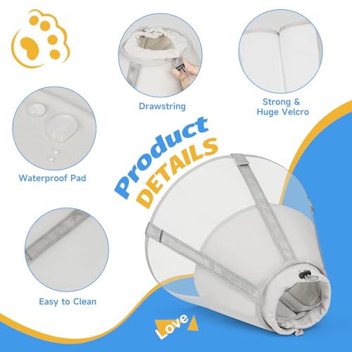 Image of Dog Cone Collar to Stop Licking, Soft Mesh Recovery Collar After Surgery with Liner, Elizabeth Cone Alternative for Medium and Large Dogs, for Surgery, Spay, Neuter, Wound Care,S,Apricot