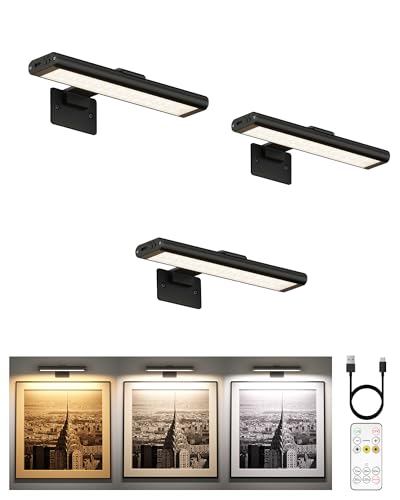 EZVALO Picture Light for Wall, Rechargeable 2400mAh Battery Lights Wireless with IR Remote, 3 Color...