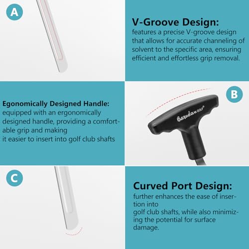 Golf Grip Removal Tool - Black Grip Repair Kits V-Groove Grip Remover Saver for Standard Length Swinging Grips Golf Grip Tool Grip Remover Gripping Tool - image 3