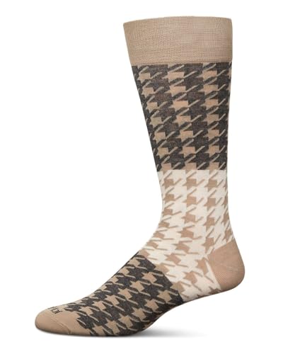 MeMoi Men's Houndstooth Rayon Dress Crew Socks - Main Image