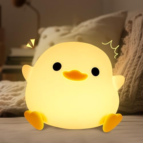 Dodo Duck, LED Ente Nachtlicht Kinder, Kawaii Niedliche Silikon Enten Lampe Baby Nachttischlampe, Dimmbar Wiederaufladbare Touch Steuerung Duck Lamp mit 20 Minuten Timer, Geschenke