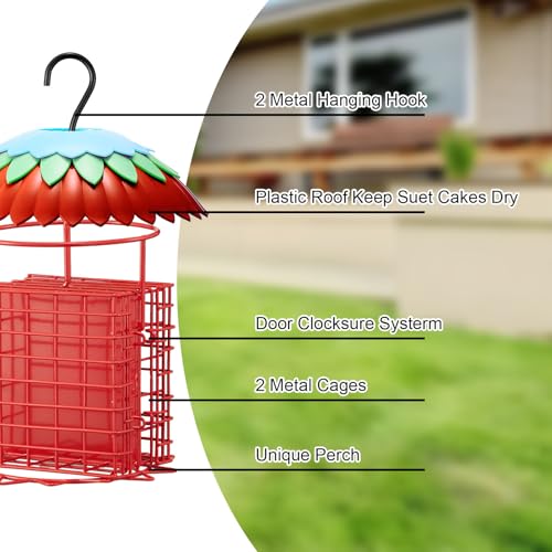 Skaithee Suet Feeder Double with Weather Guard & Ant Moat, 2 Holders Red by skaithee - Used condition - Image 4