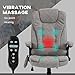 HOMCOM 6 Point Vibrating Massage Office Chair with Heat, Microfiber High Back Executive Office Chair with Reclining Backrest, Padded Armrests and Remote, Gray